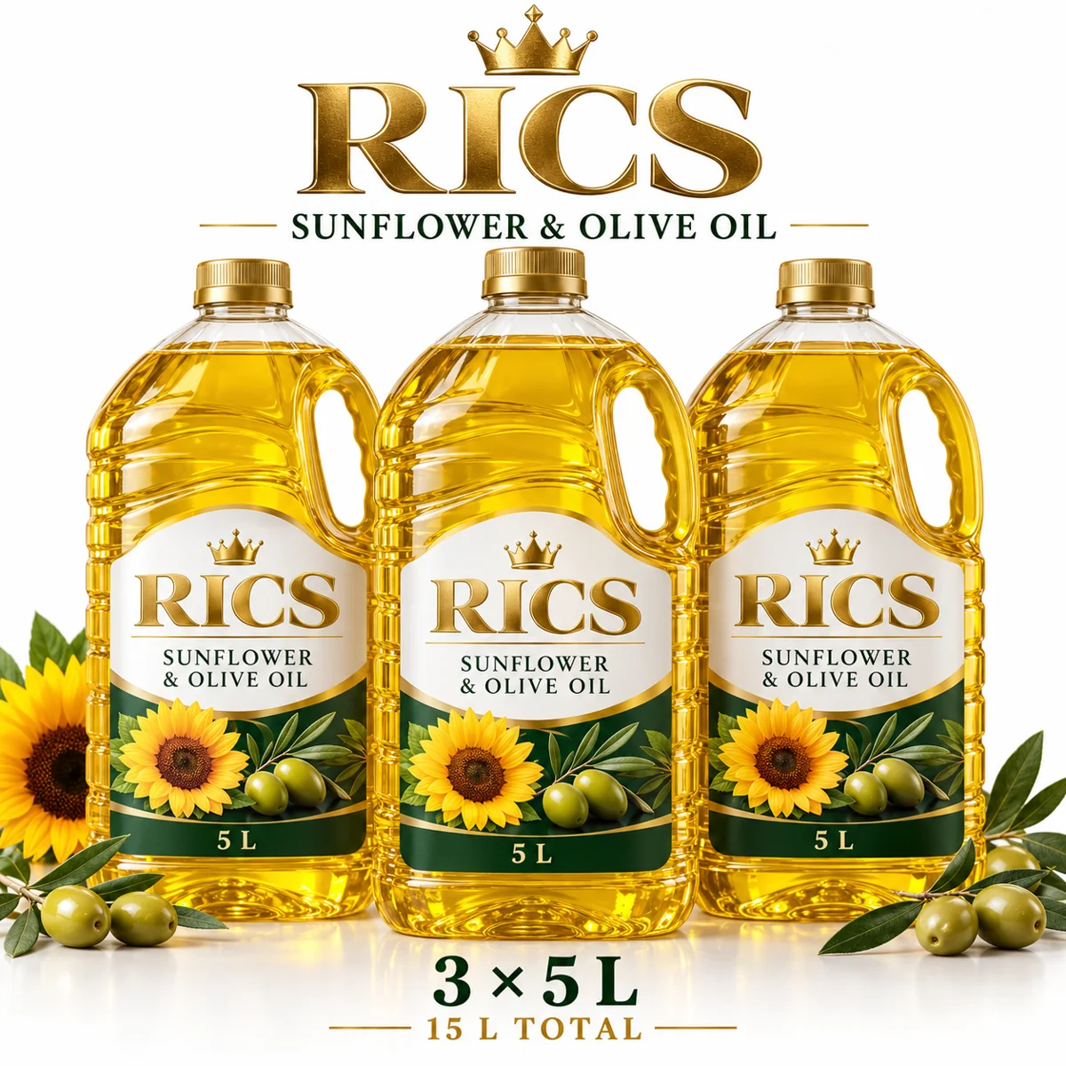 RICS Sunflower & Olive Oil – 3 × 5 L